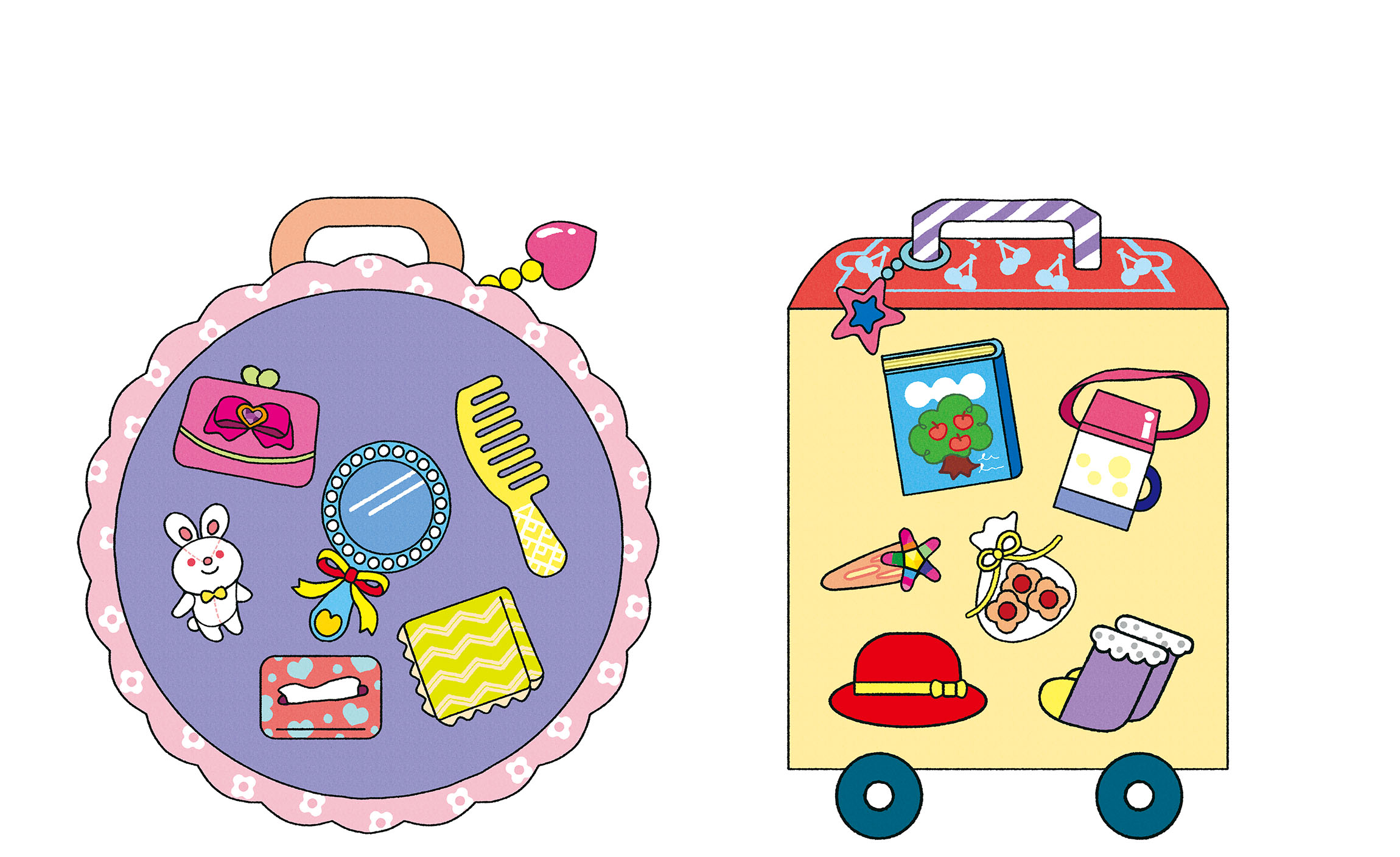 バッグの中見せてイラスト・それいけ！アンパンマン　いっしょにあそぼう！　ドキンちゃん　コキンちゃん　キューティーブック