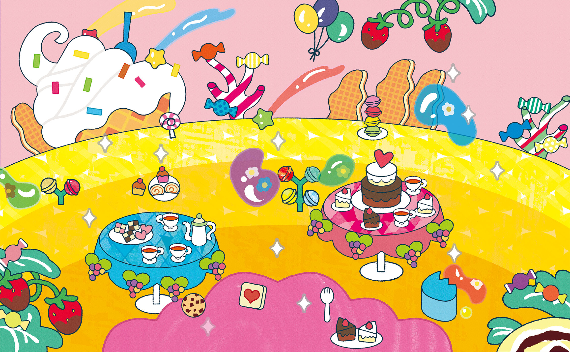 お菓子の国背景イラスト・それいけ！アンパンマン　いっしょにあそぼう！　ドキンちゃん　コキンちゃん　キューティーブック